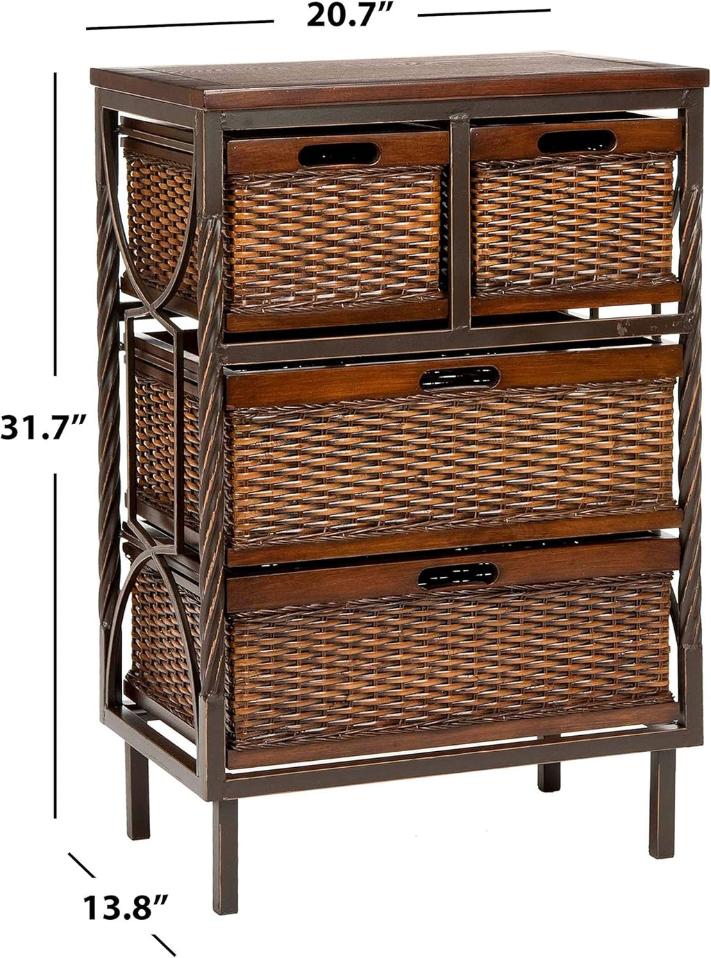 Dark Teak 4-Drawer Storage Cabinet Y3011