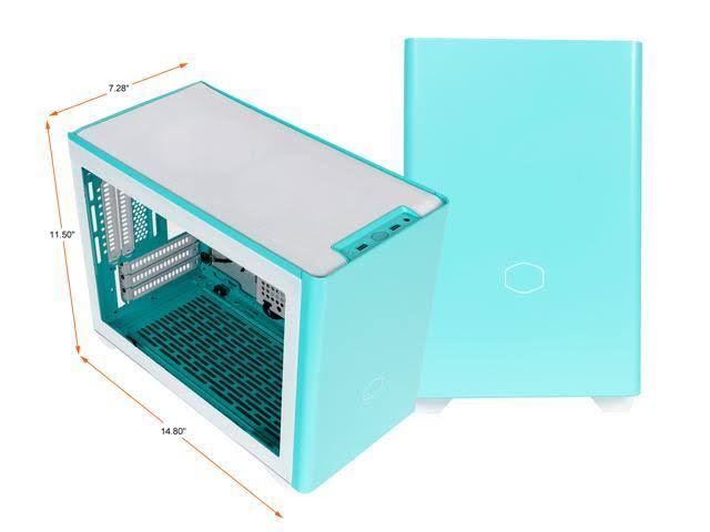 Caribbean Blue Mini-ITX Computer Case W356570