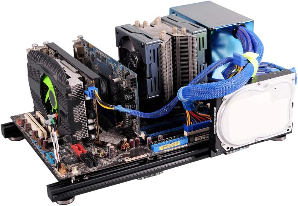 Black Aluminum Alloy ATX Open Air PC Test Bench Case K8914