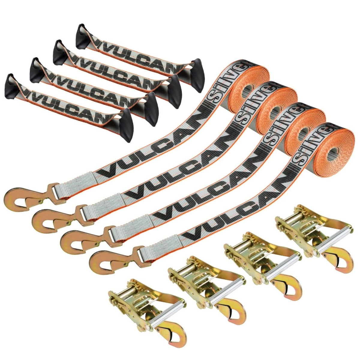 8-Point Roll Back Vehicle Tie Down Kit with Snap Hooks, Set of 4 N729077
