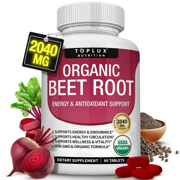 Organic Beet Root Capsules 2040mg 90 Tablets J184