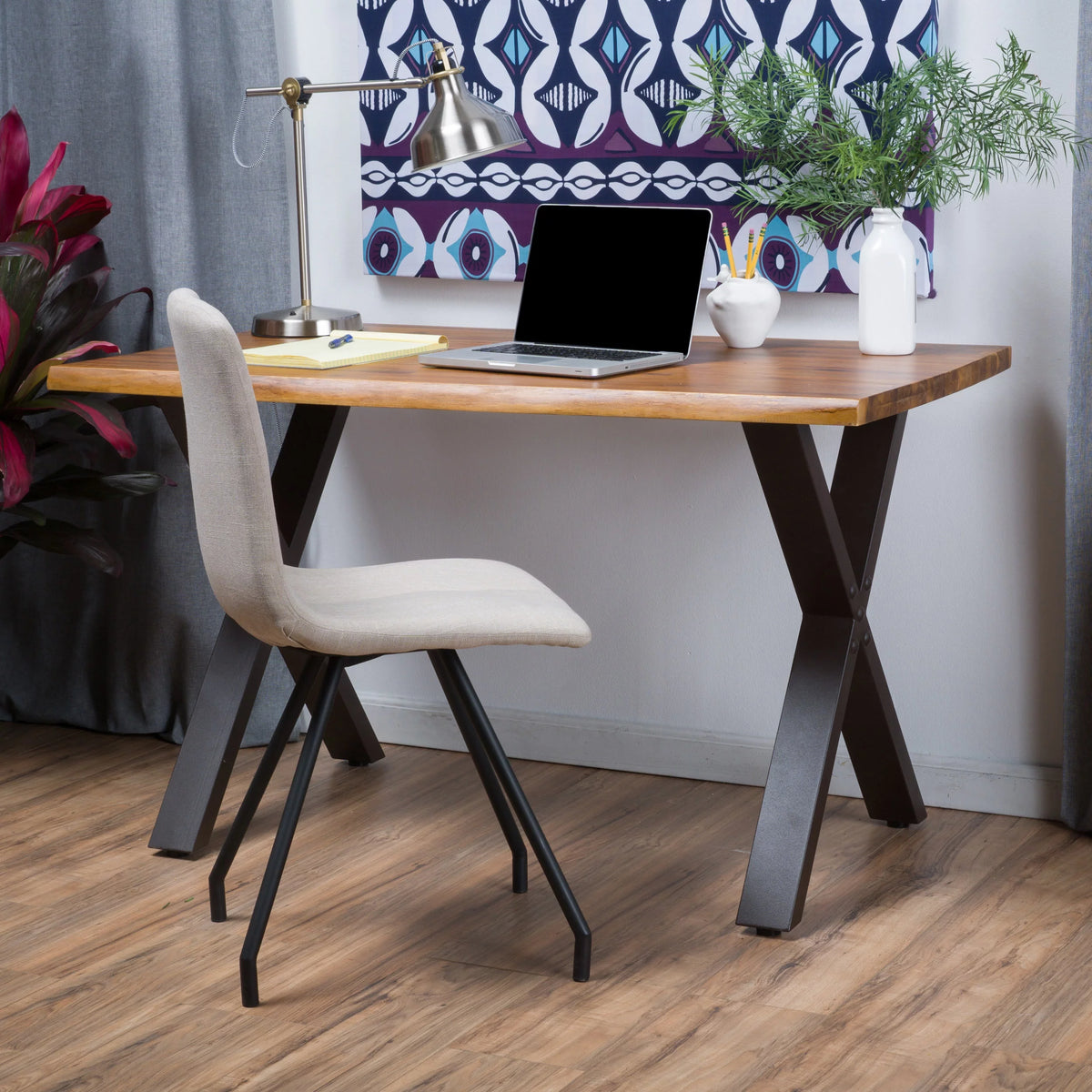 Acacia Desk with Iron Legs X294468