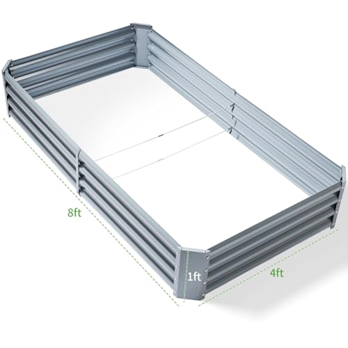 2 Pack 8×4×1ft Galvanized Metal Raised Garden Bed O294954