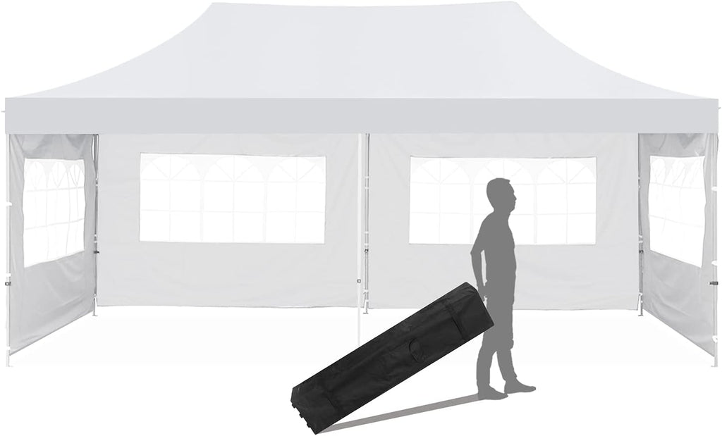10x20 ft Pop up Canopy Tent with Removable Sidewalls and Wheeled Bag W8895