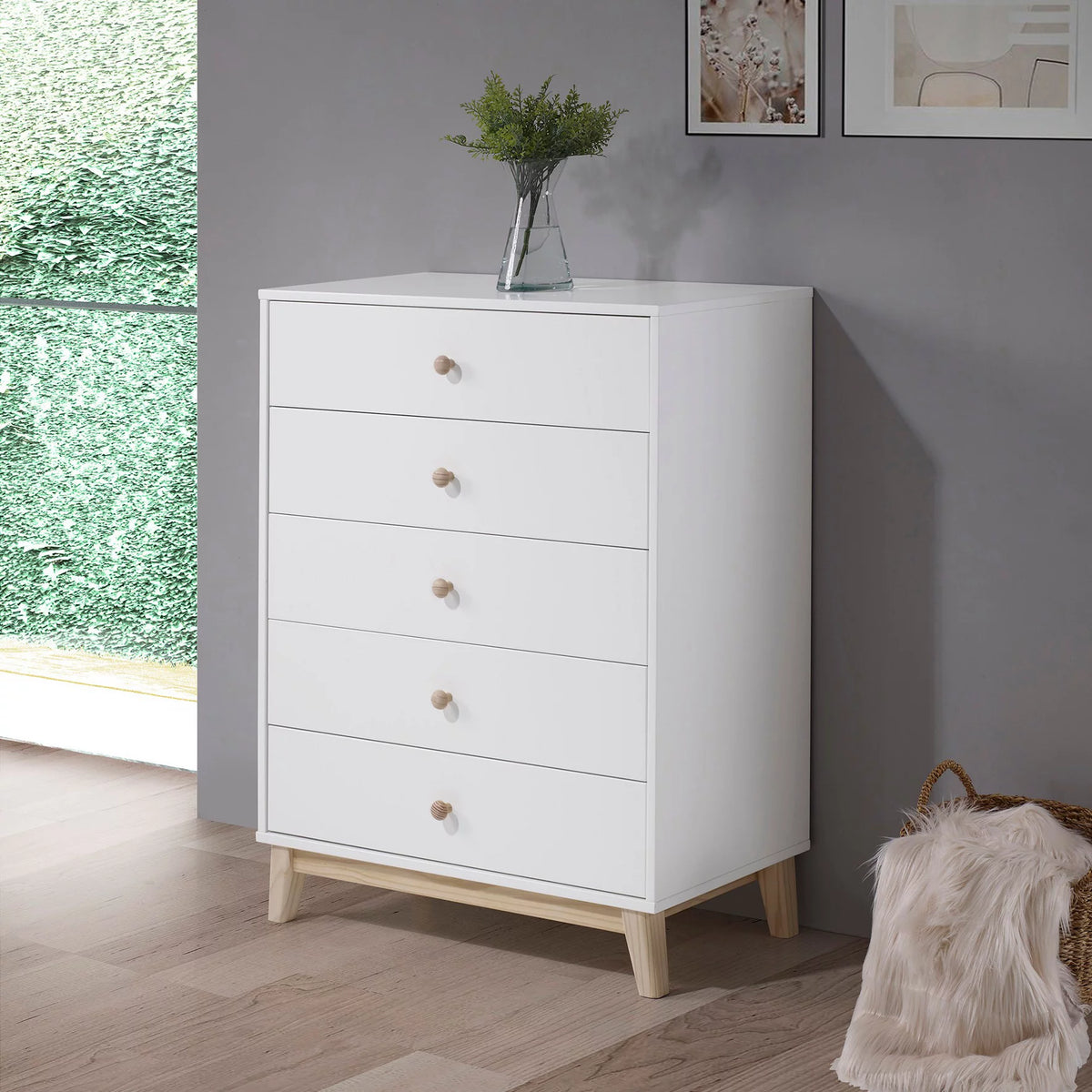 White 5-Drawer Chest F8529