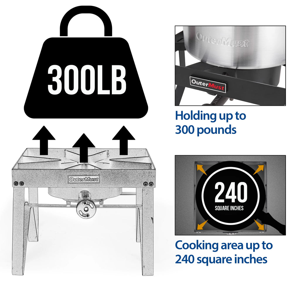 Outdoor Propane Burner Stove with 10 PSI Regulator and Cast Iron Braided Holes K107769