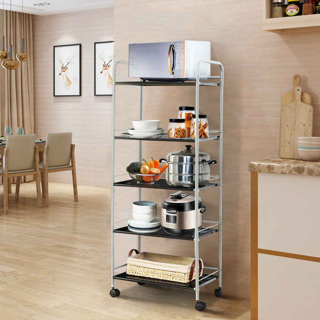 Black 5 Tiers Mesh Utility Cart I5964