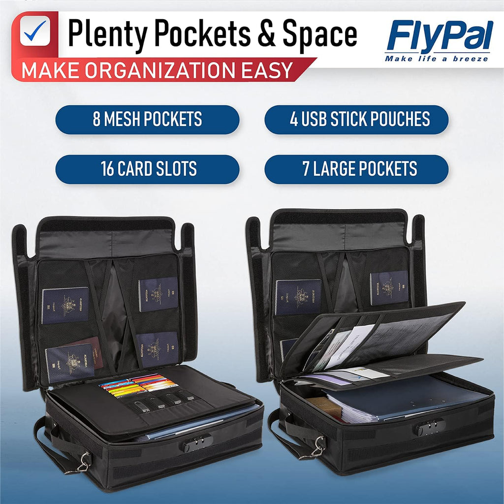 Fireproof Document Organizer Bag with Lock, 3-Layer File Storage Box, Waterproof File Holder, 17.5 x 13 x 5” M7539