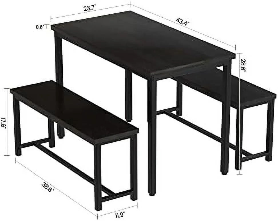 3 Piece Dining Table Set with 2 Benches G996