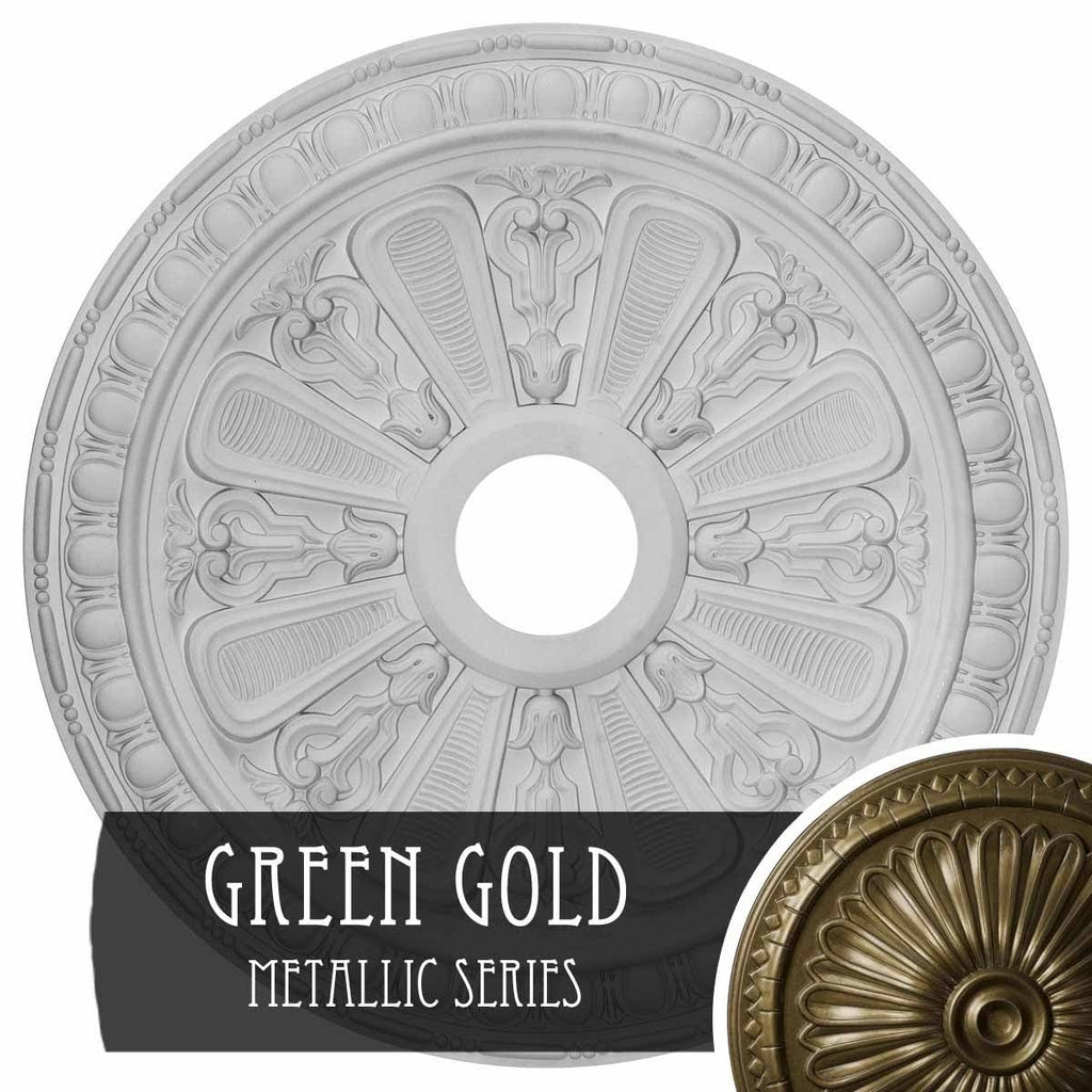 Green Gold Hand-Painted Ceiling Medallion N129