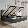 Queen Size White Velvet Upholstered Platform Bed with Storage J504447