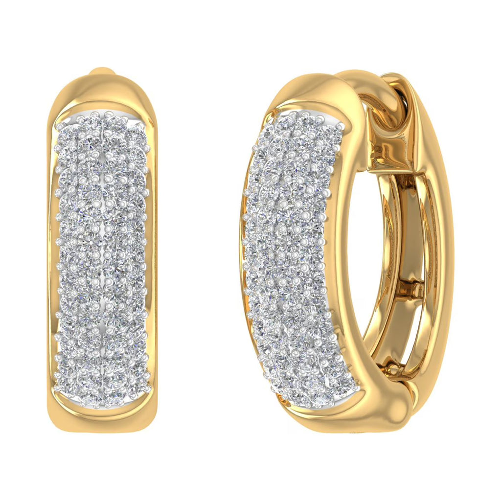 10K Yellow Gold Diamond Huggies Hoop Earrings W676801
