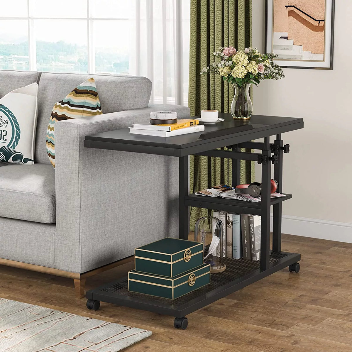 Height Adjustable C Table Brown I2700