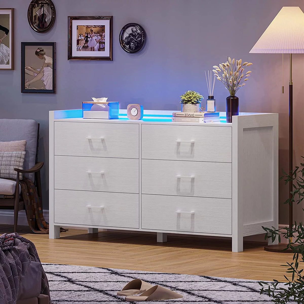 White 6 Drawer Wooden Dresser C258166