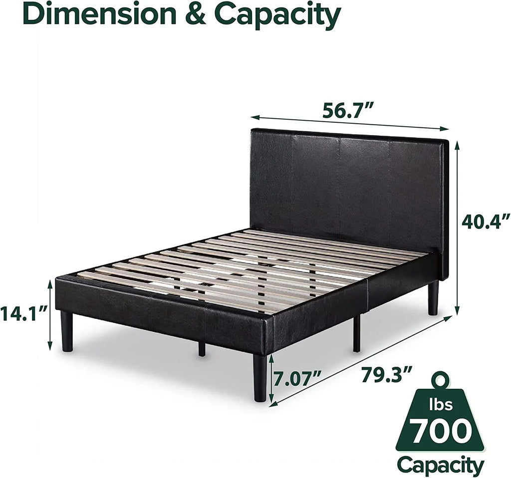 Faux Leather Upholstered Platform Bed Frame California King B39501