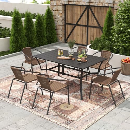 Black Wicker Stackable Dining Chairs Set of 6 S3639