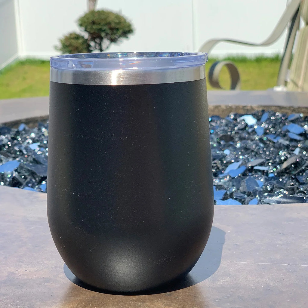 Engraved 12 oz Grey Wine Cup V476