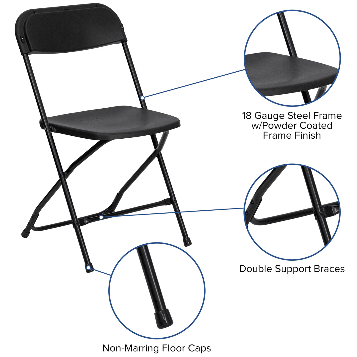 8' Bi-Fold Granite White Plastic Folding Table Set with 10 Folding Chairs C41537