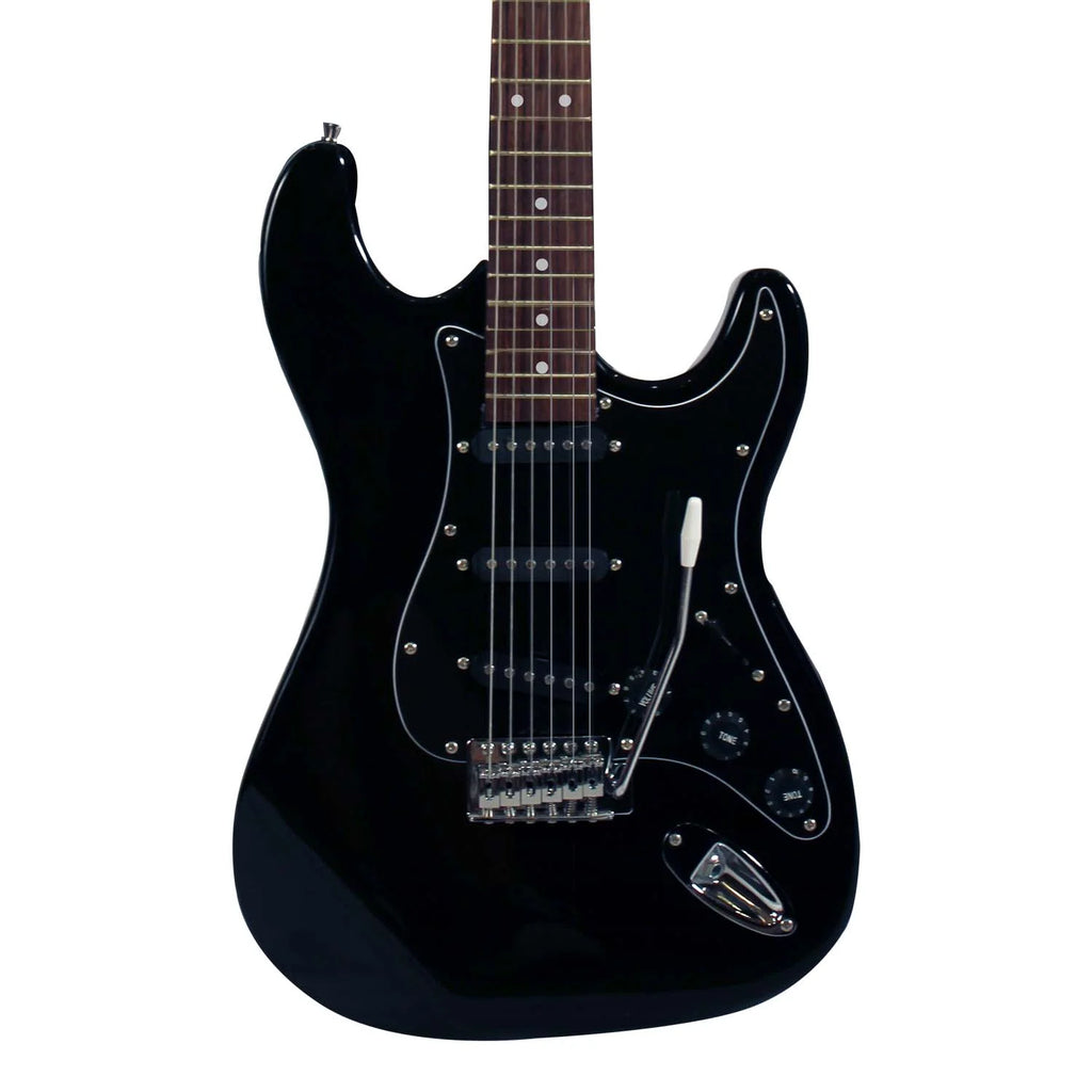 Black Electric Guitar with Amp, Case, and Cable M8724