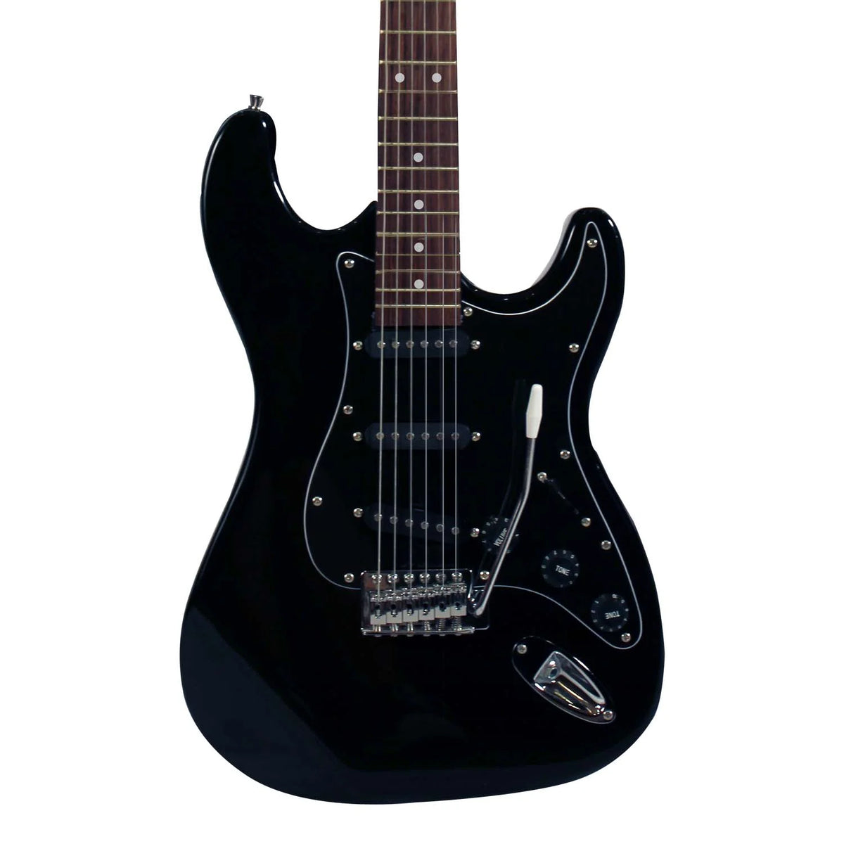 Black Electric Guitar with Amp, Case, and Cable M8724